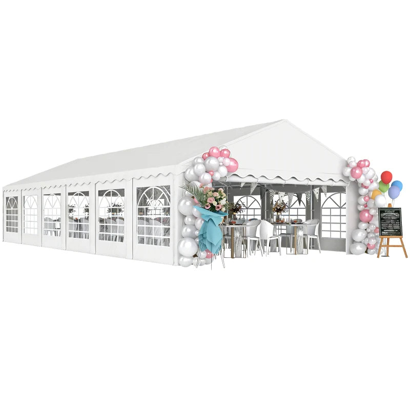 12-Window Outdoor Party Tent with Removable Sidewalls - White