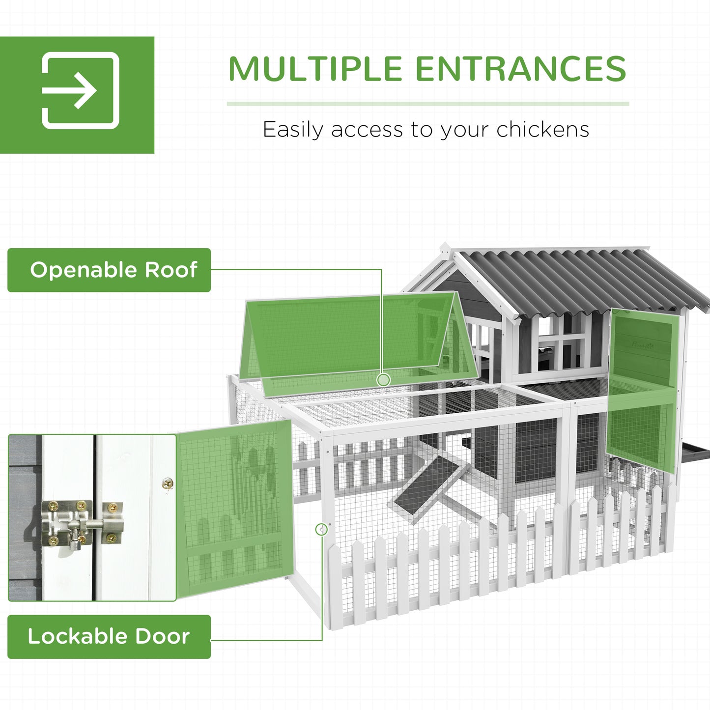 Wooden Chicken Coop with Run for 1-2 Chickens - Outdoor Pet House