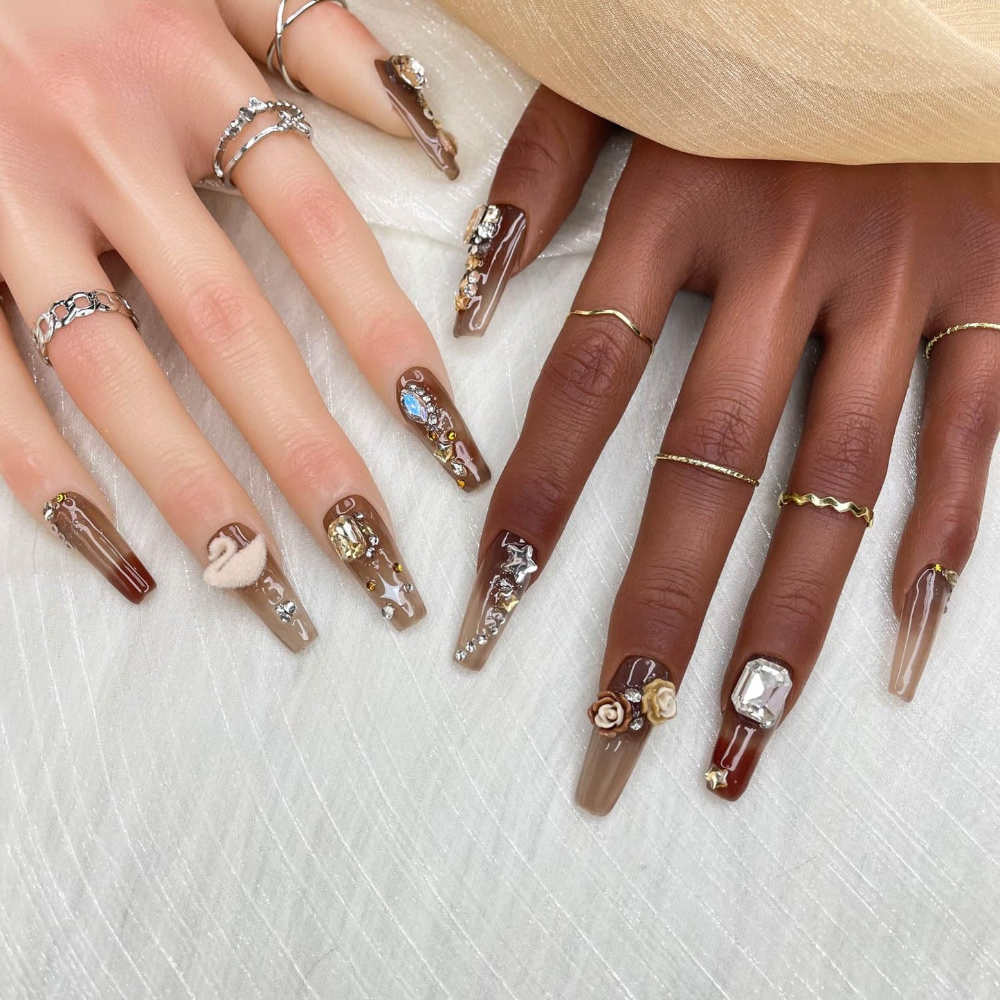 Short Press On Nails - Hazel Serenade Gradient Acrylic Manicure Set (Size M)