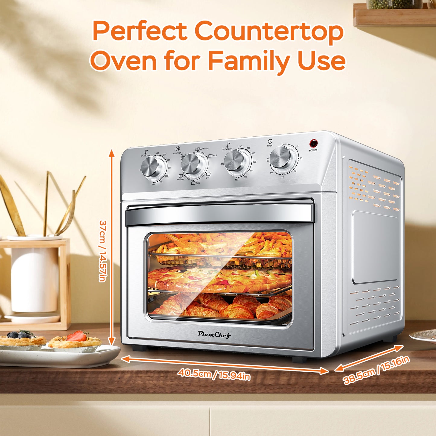 27.5QT 6-in-1 Air Fryer Toaster Oven - Stainless Steel