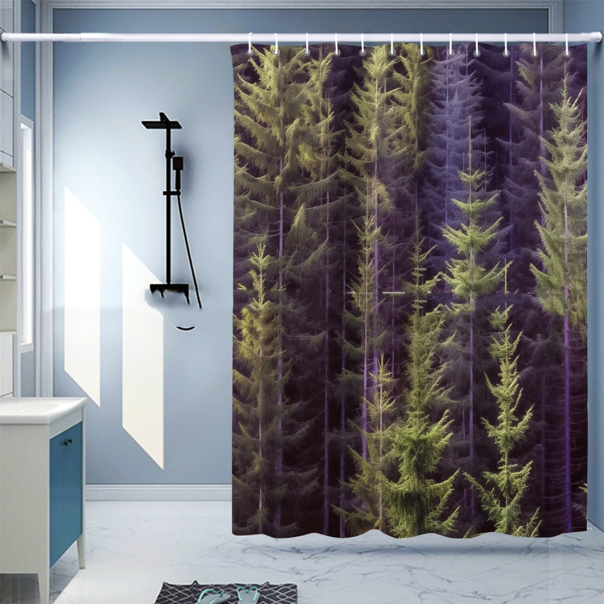 Waterproof Digital Printing Shower Curtain - Punch-Free European Style 183x214cm