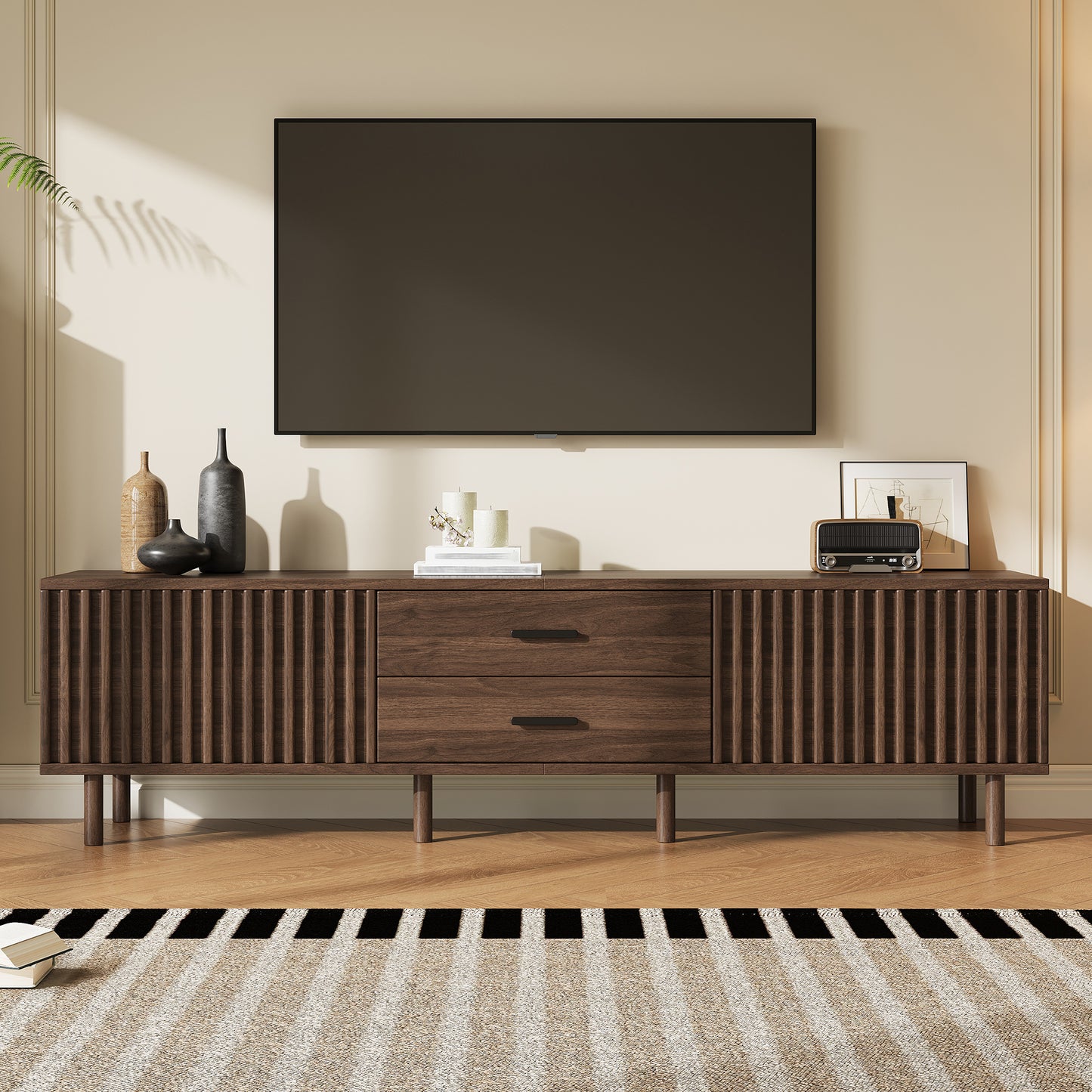 Modern 70-Inch TV Stand for TVs Up to 80 Inches - Dark Brown