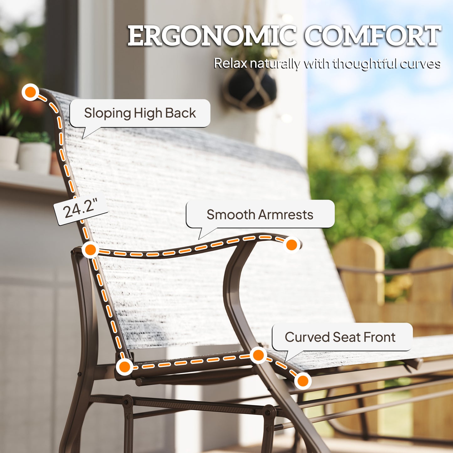 2-Person Patio Glider Bench with Steel Frame - Mixed Gray