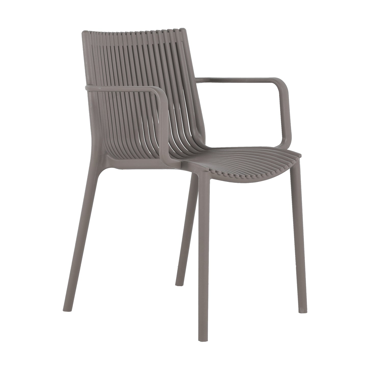 4-Piece Warm Grey Stackable Armchair & Round Table Set - Indoor/Outdoor