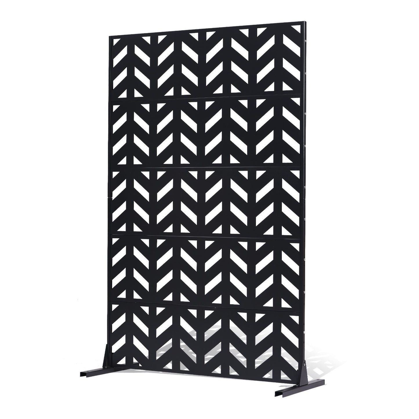 Metal Privacy Screen 47x72 Inches Outdoor Freestanding Garden Barrier - Black