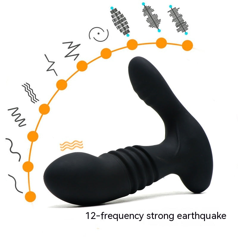 Men's Telescopic Prostate Butt Plug with Remote Control - Black