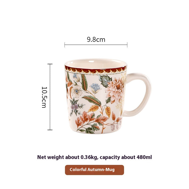Large Rectangular Ceramic Dinner Plate – Colorful Autumn Pattern