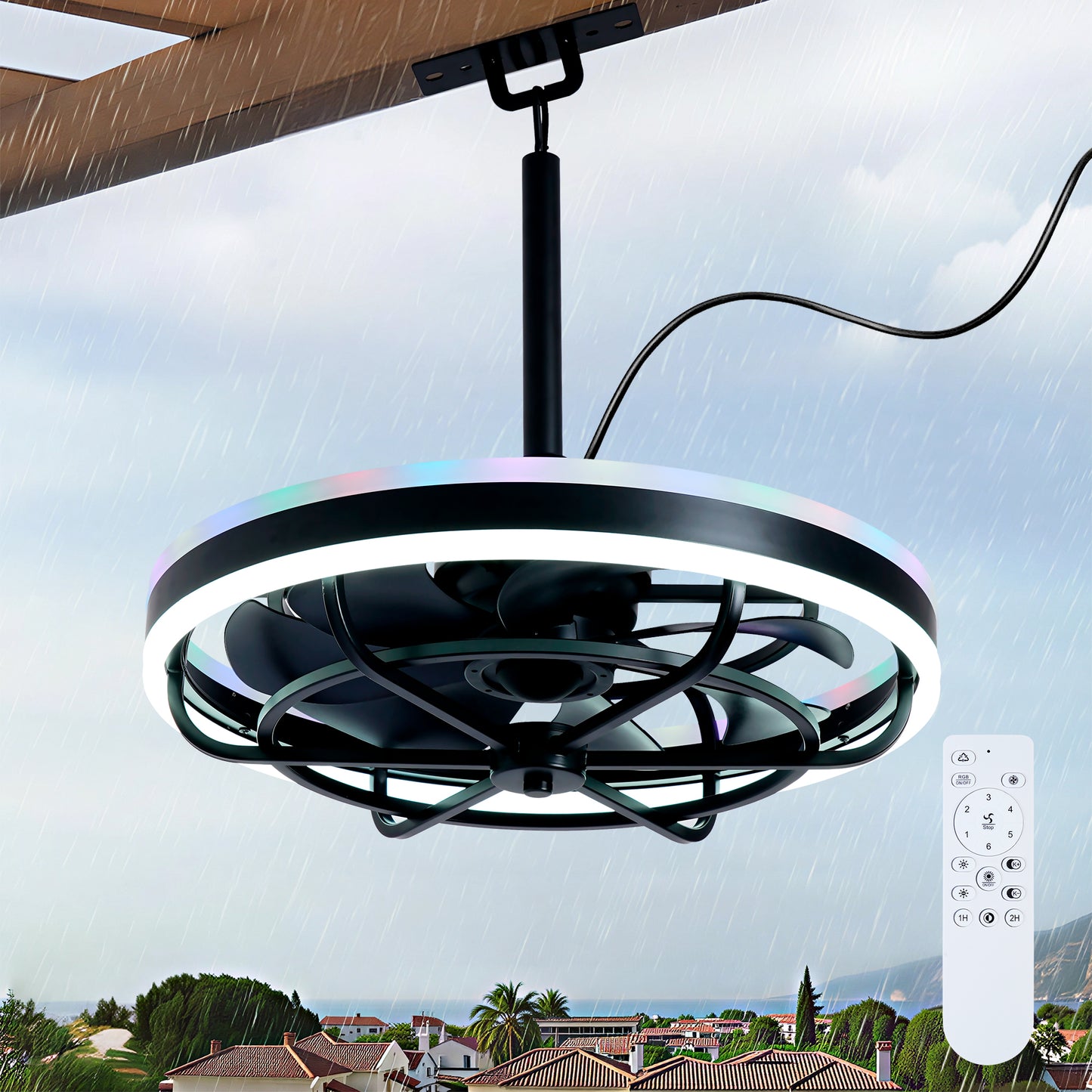 Dimmable Ceiling Fan Light with Remote Control - Matte Black