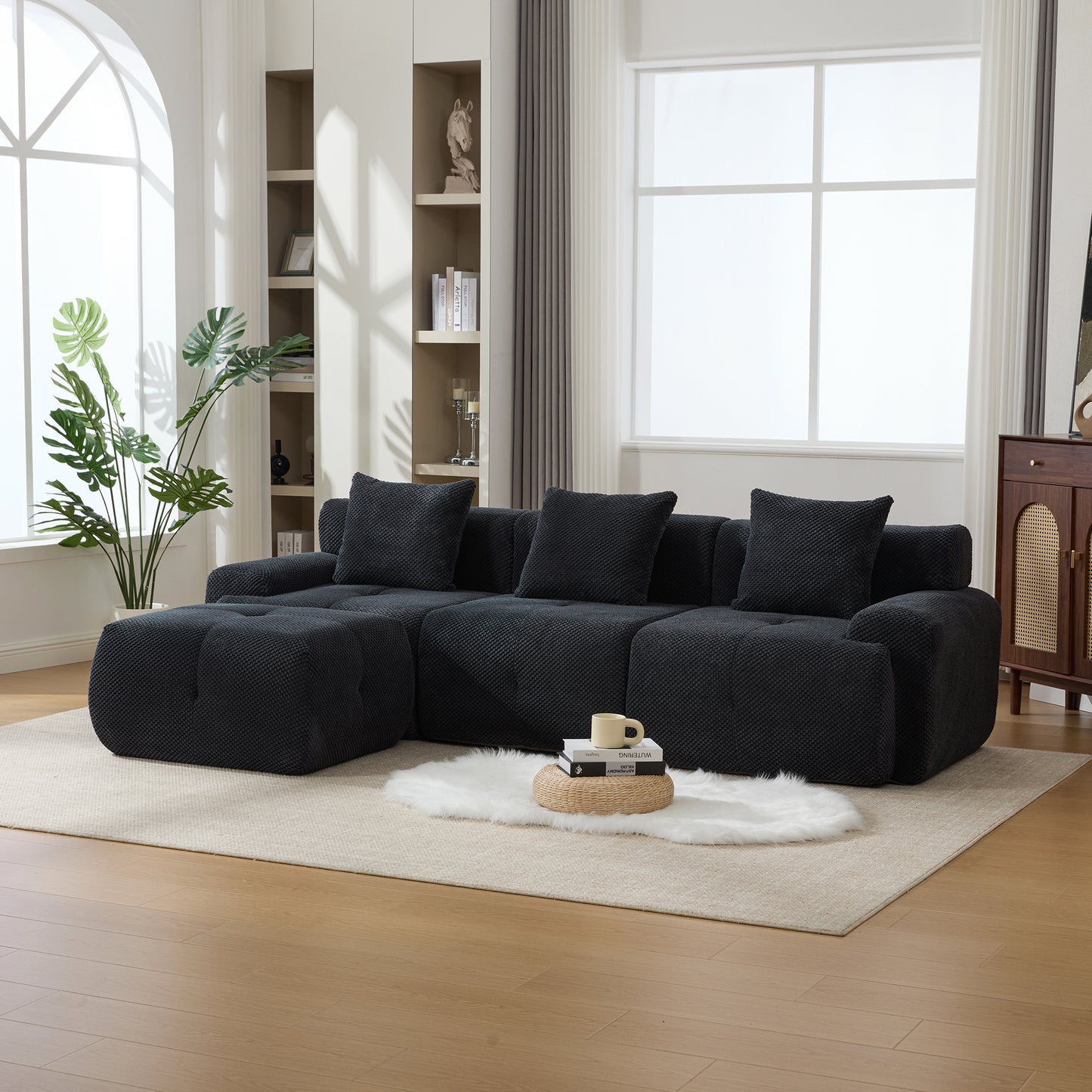 104.3" 4-Piece L Shaped Modular Sectional Sofa Set - Charcoal