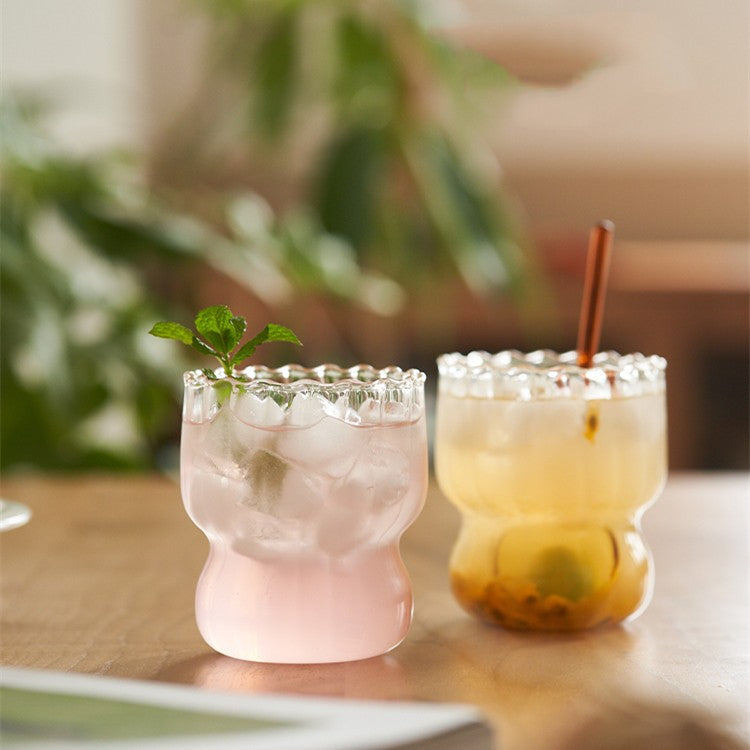 Vertical Grain Glass Chubby Cup - Modern Simple Drinkware for Home & Office