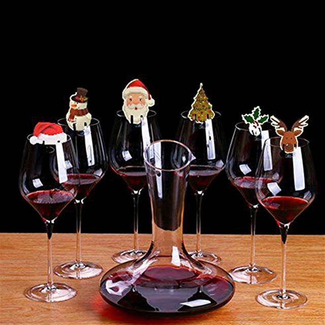 Christmas Wine Glass Card Inserts - Deer, Santa, Snowman & Holiday Themes