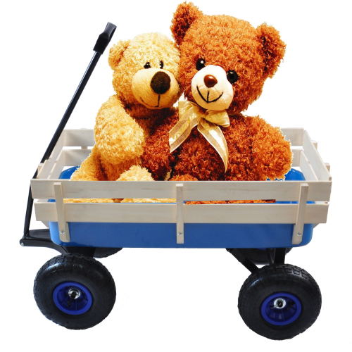 All Terrain Garden Wagon with Wood Railing and Air Tires for Outdoor Use