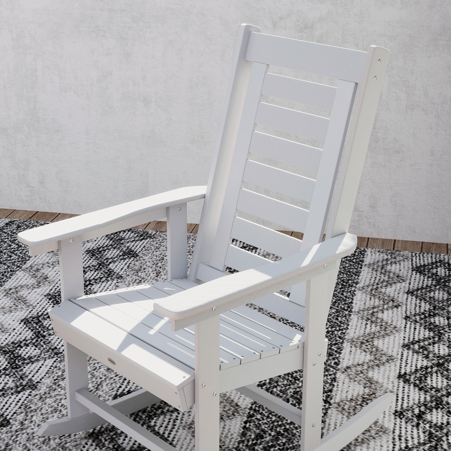 Set of 2 Outdoor Rocking Chairs - HDPE Patio Rockers, White