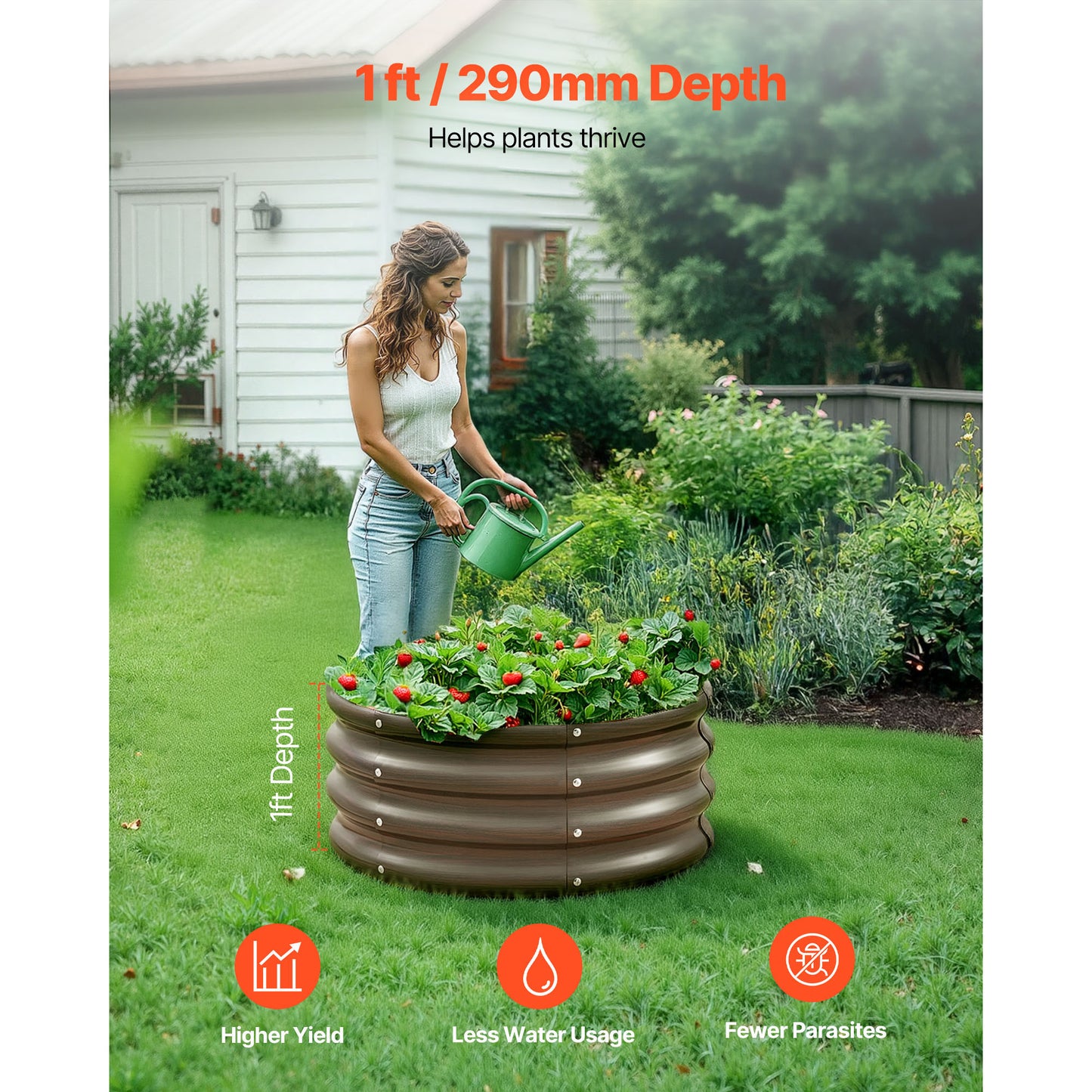 Metal Raised Garden Bed Set - 3 Pcs Outdoor Galvanized Planter Boxes 2x2x1 ft