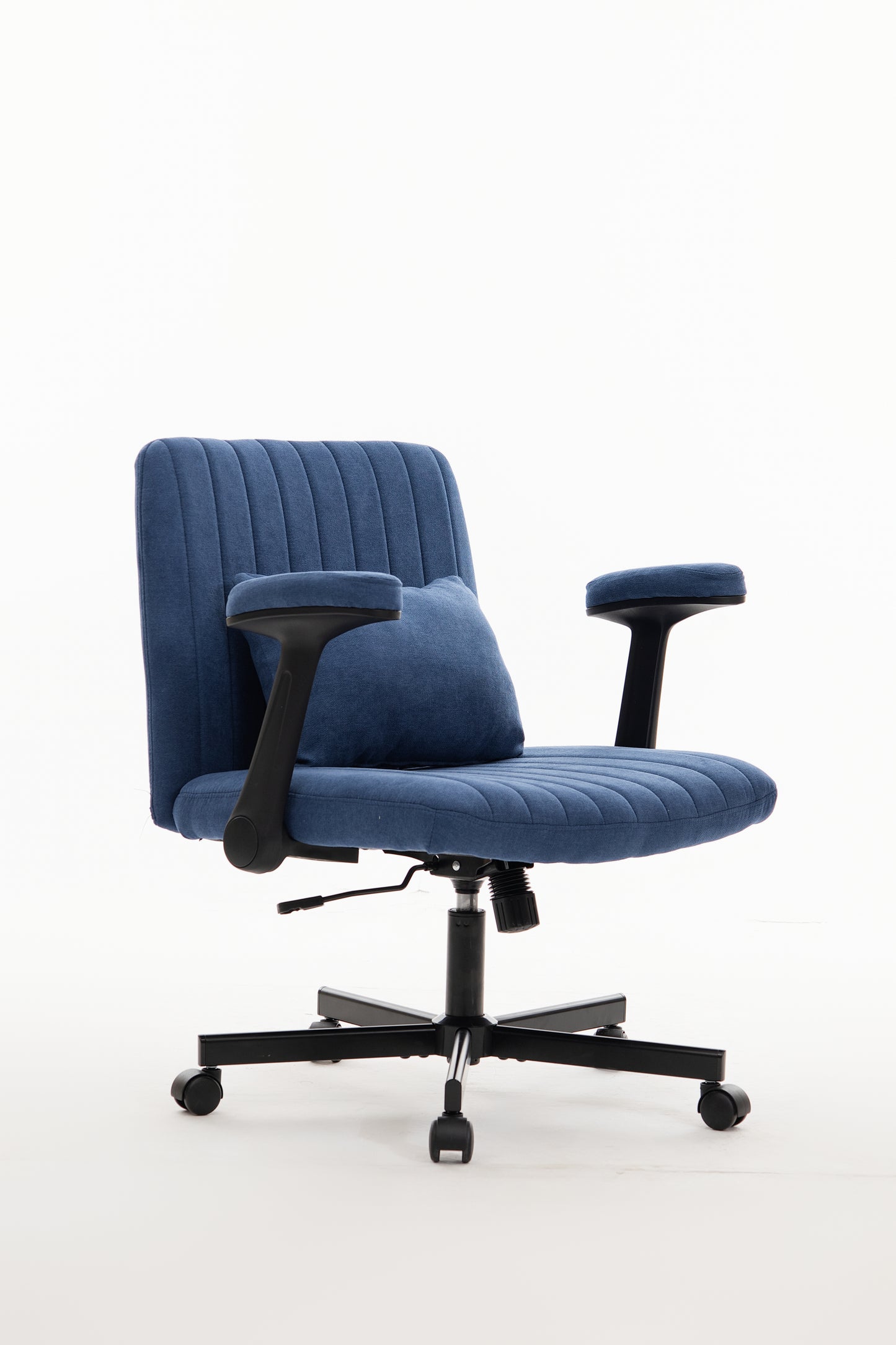 Blue Modern Linen Criss Cross Armrest Office Chair