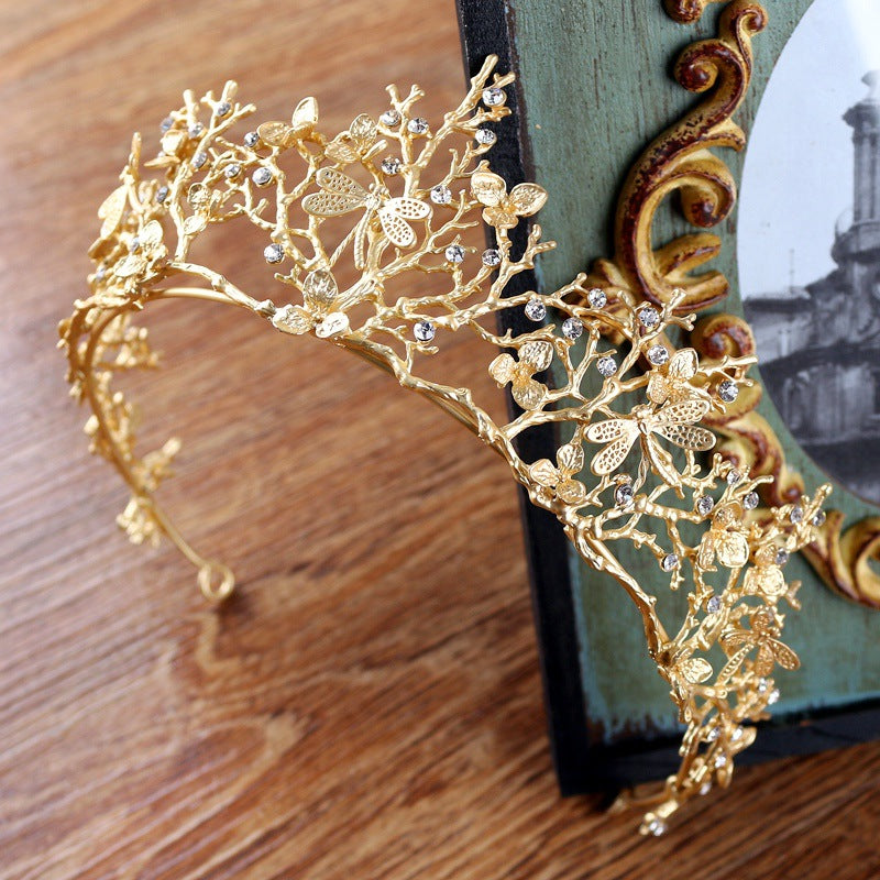 Matte Gold Diamond Crown Tiara Headband