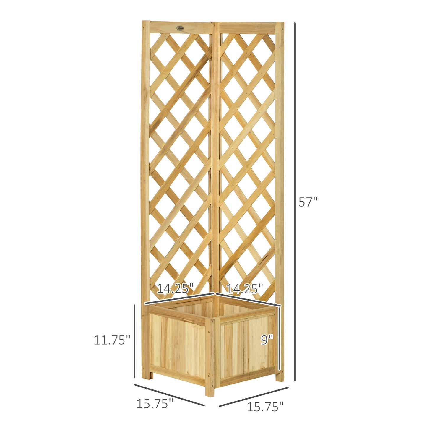 Wooden Raised Garden Bed with Trellis for Vines Vegetables Herbs - Natural 1560x440x90mm