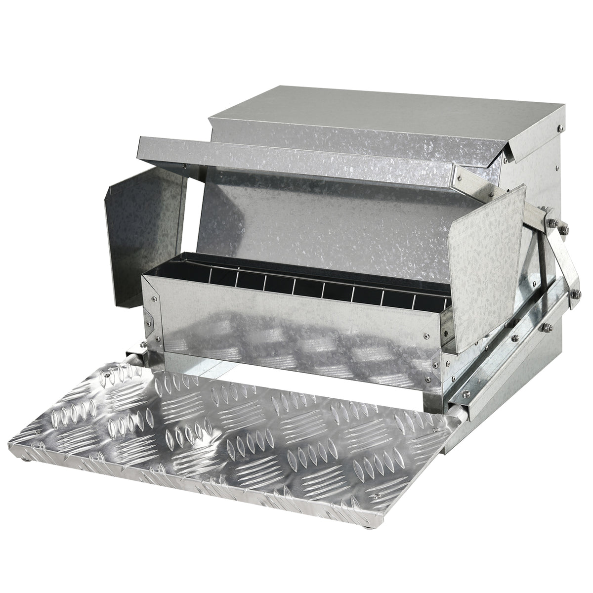 Automatic Chicken Feeder 25 lbs Capacity Weatherproof Galvanized Steel & Aluminum