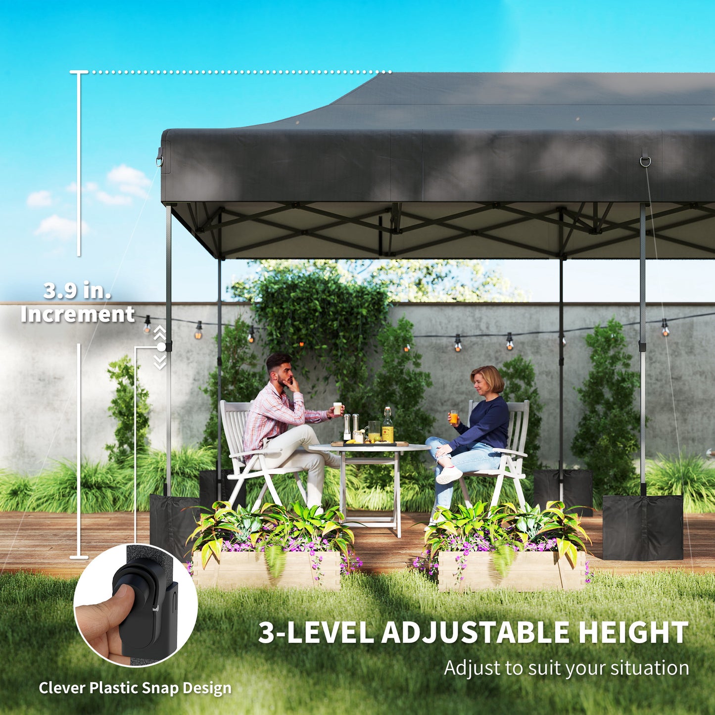 10x20 ft Pop Up Canopy Tent - Heavy Duty UPF50+ Outdoor Shelter