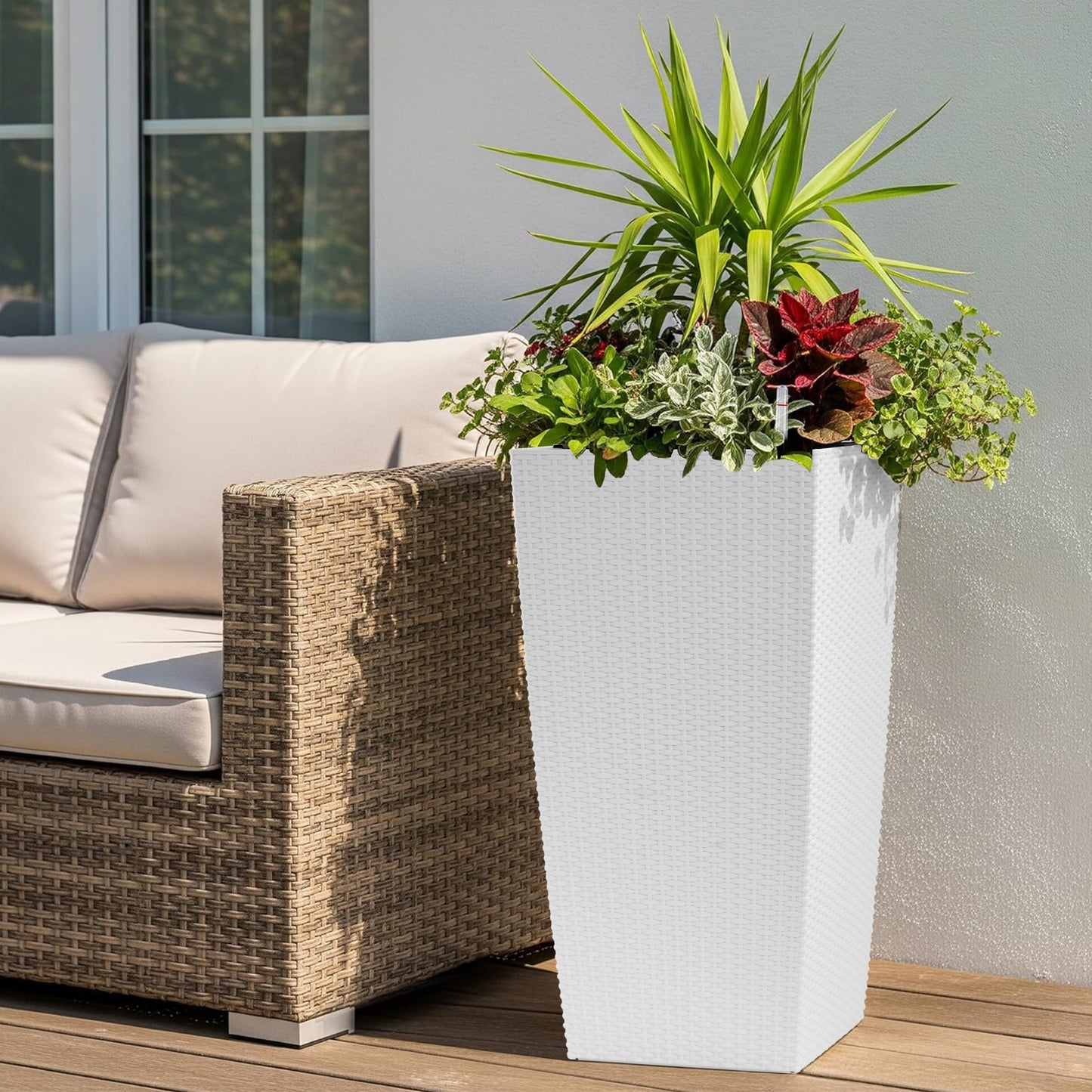 30 In Tall Large Flower Pots Planter With Self-Watering Drainage