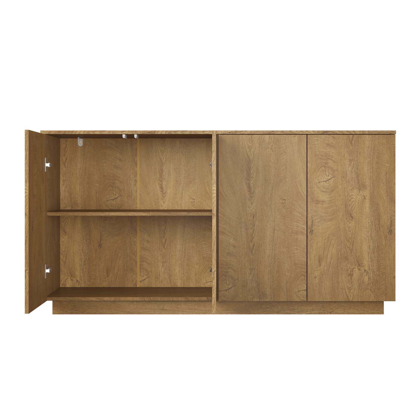 Natural Wood Sideboard Buffet Cabinet with 4 Doors & Adjustable Shelves