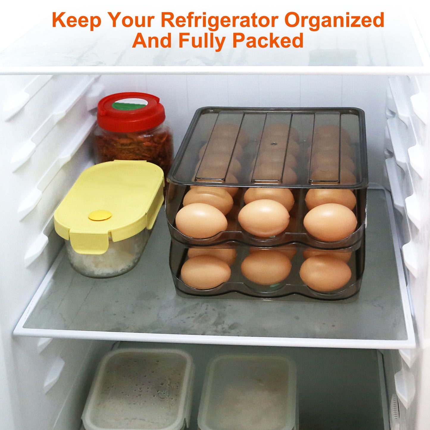 Egg Container Holder For Refrigerator Double Layer Storage Box With