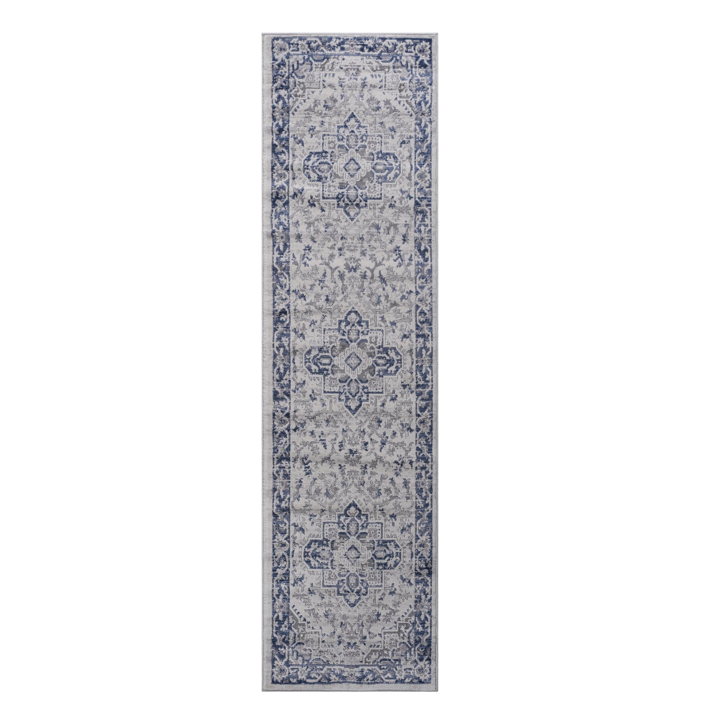 MARFI 2X8 Blue Grey Oriental Runner Rug