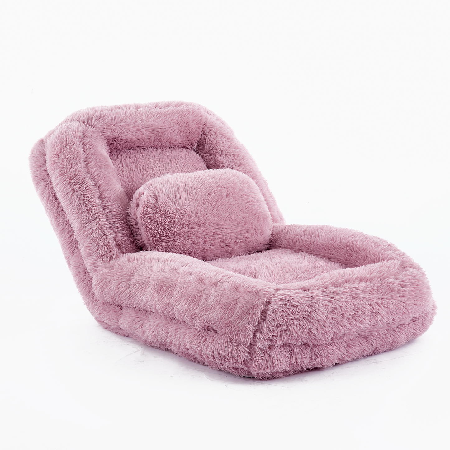 Adjustable Lazy Sofa Bed - Plush Fabric, Pink