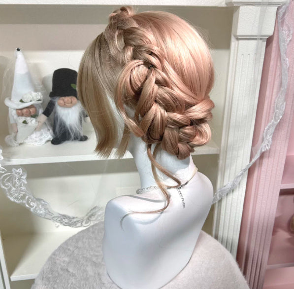 Custom Braided Wig Sweet-Girl Style Full-Head Updo with Side - Multiple Colors