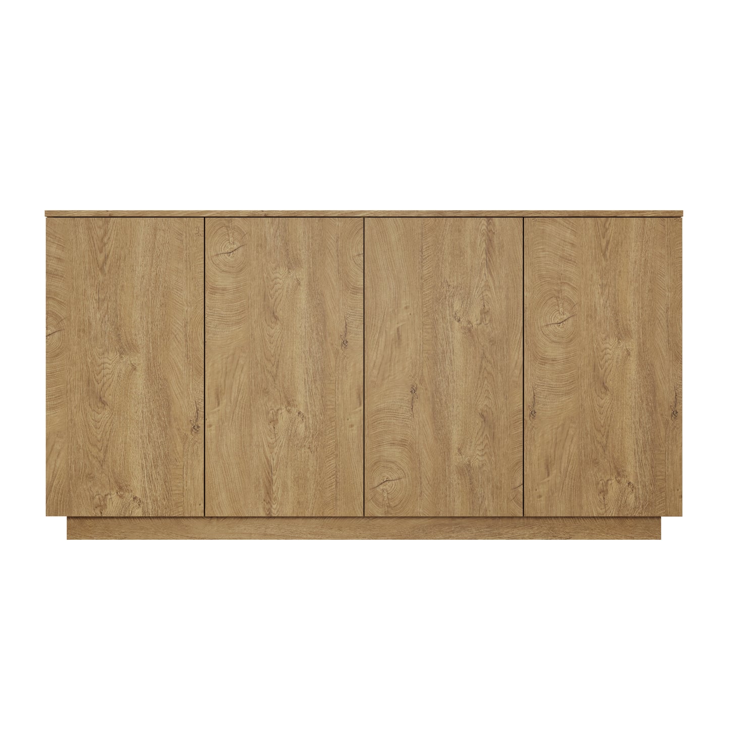 Natural Wood Sideboard Buffet Cabinet with 4 Doors & Adjustable Shelves