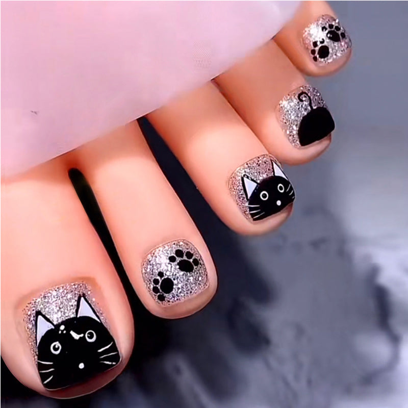 24-Piece Press-On Toenail Set - Long Square Artificial Acrylic Nails