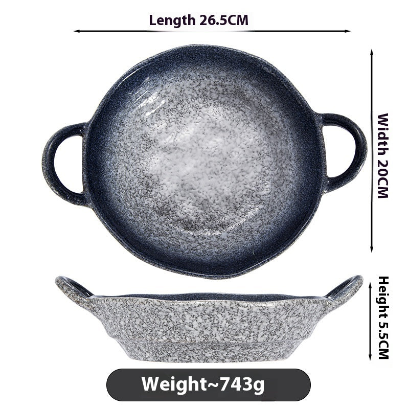 Japanese Vintage Ceramic Soup Plate Large Deep Bowl for Hot Pot Dining