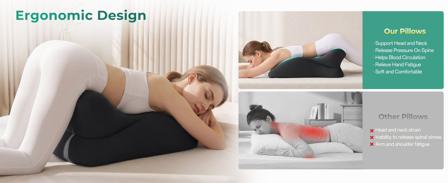 Ergonomic Memory Foam Support Pillow for Couples - Black