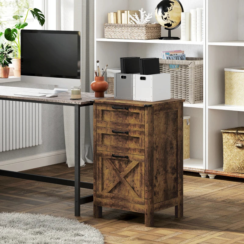 Rustic Farmhouse File Cabinet with 3 Drawers - A4 & Letter Size
