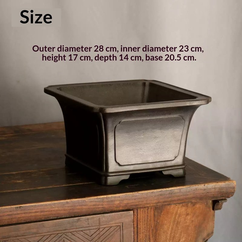 Large Handmade Square Bonsai Pot - Retro Ceramic Garden Planter