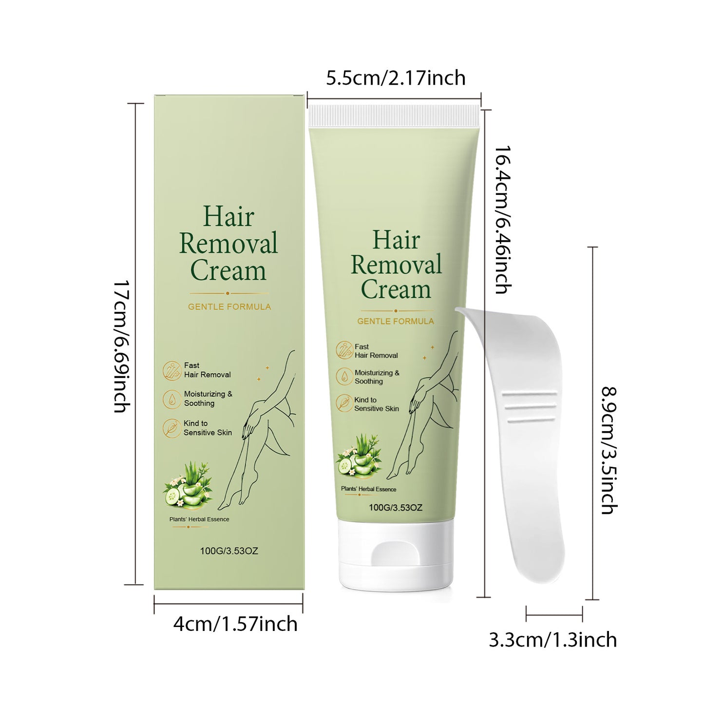 Hair Removal Cream 100g for Smooth Skin - Gentle Skin Care, No Razor Needed