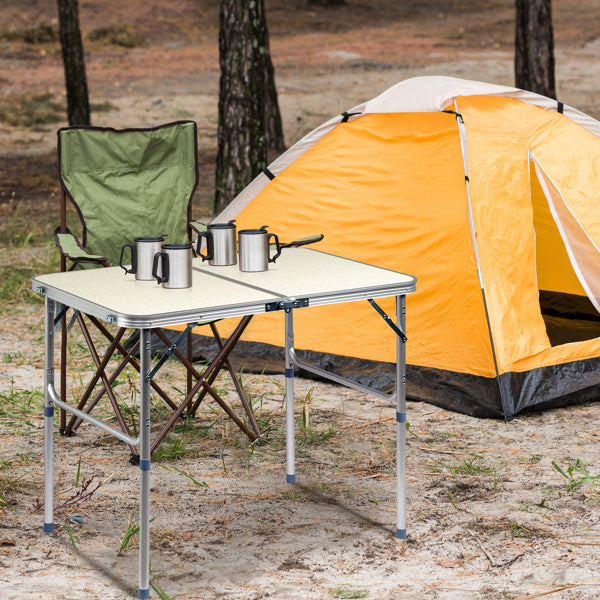Home Use Aluminum Alloy Folding Table 90x60x70cm - White, Portable & Space-Saving