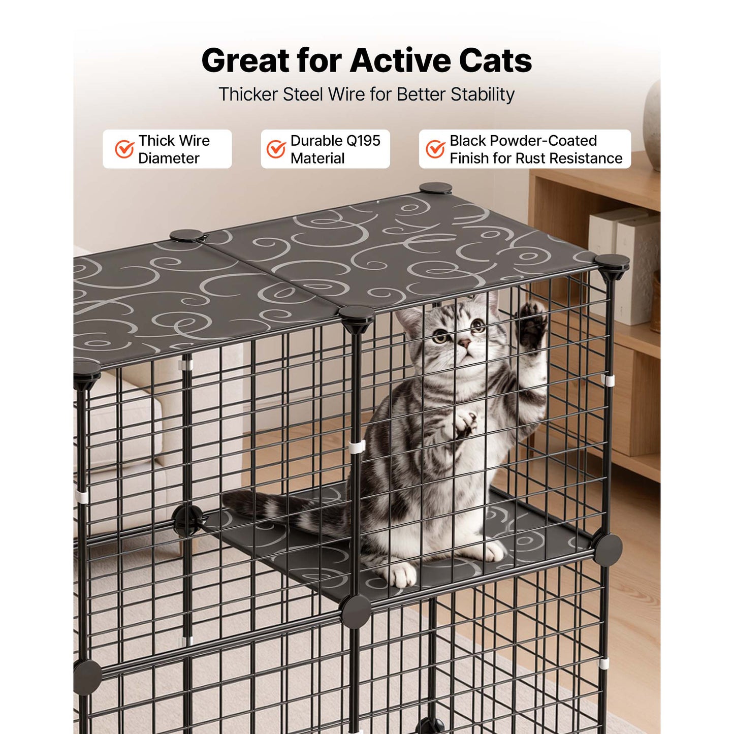 Large 3-Tier Indoor Cat Cage & Playpen - Metal Wire Exercise Enclosure for Cats & Small Animals