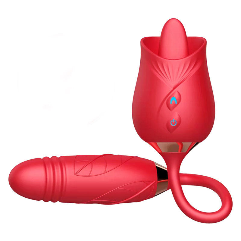 Double-Headed Tongue Vibrator with Retractable Design - Female Pleasure Toy