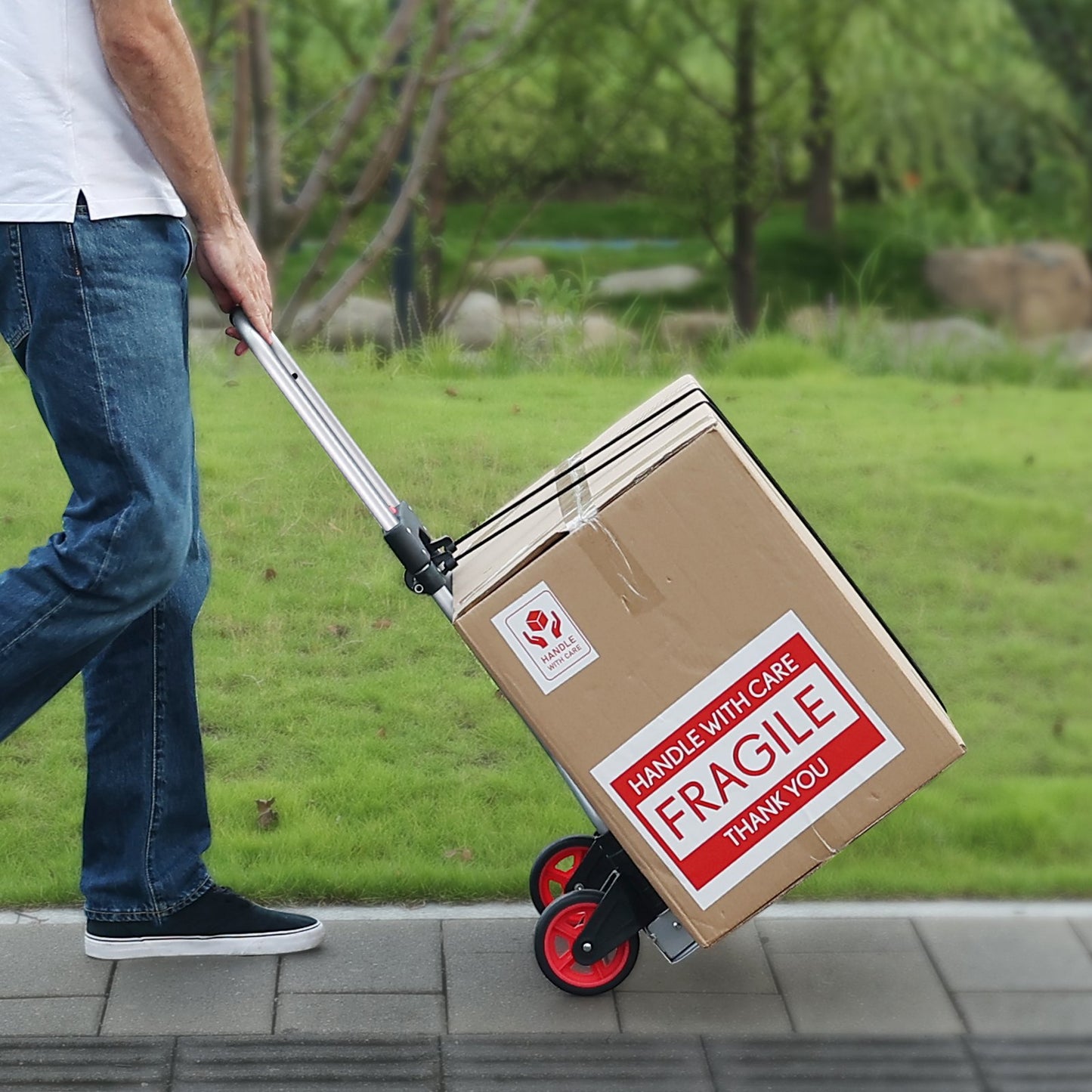 Heavy-Duty Aluminum Folding Hand Truck with 176 Lb Capacity - Silver