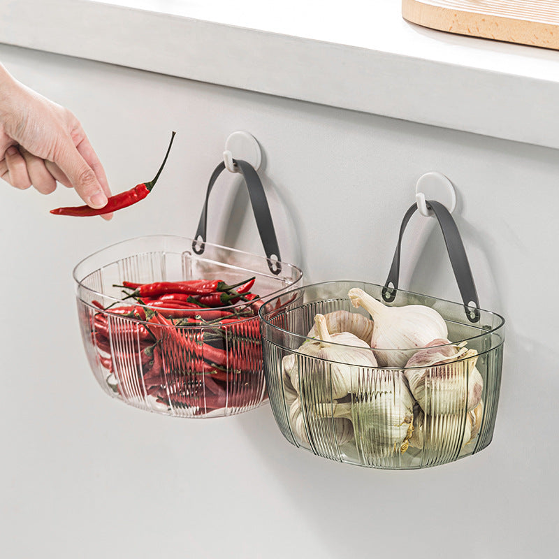Wall-Mounted Storage Basket with Adhesive Backing for Kitchen, Bathroom & Home Organization