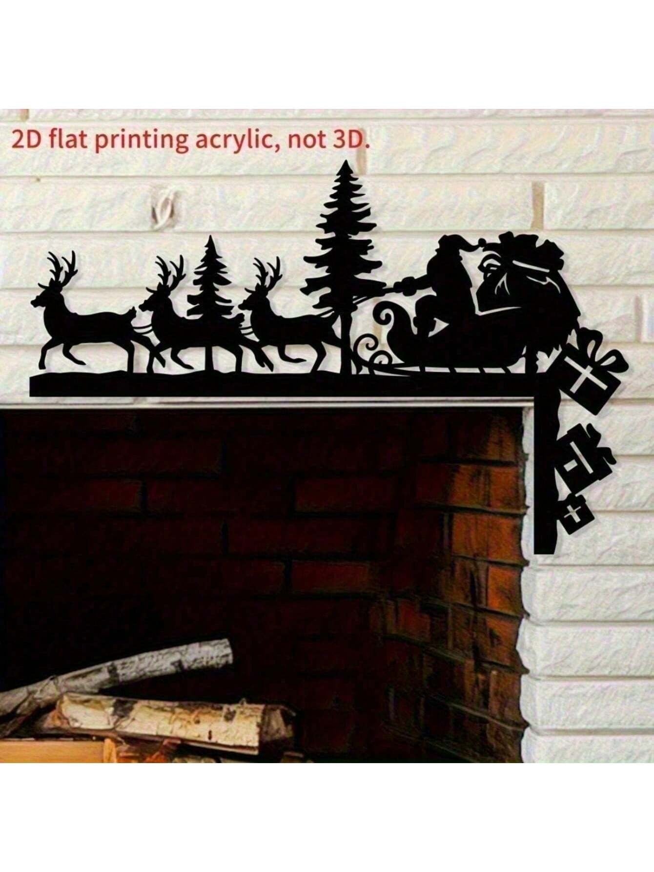 3D Santa Silhouette Metal Wall Art - Wrought Iron Decor