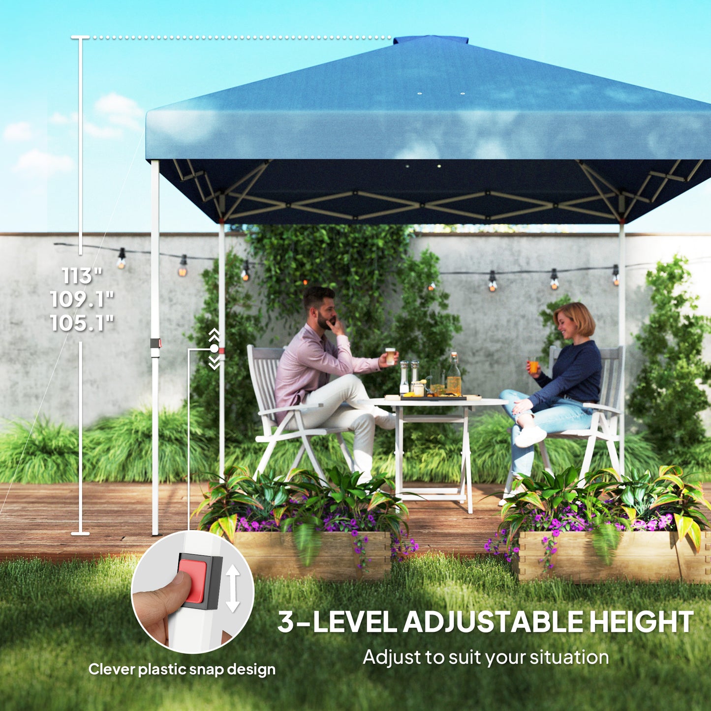 10x10 Pop Up Canopy Tent with Sidewall - Sea Blue