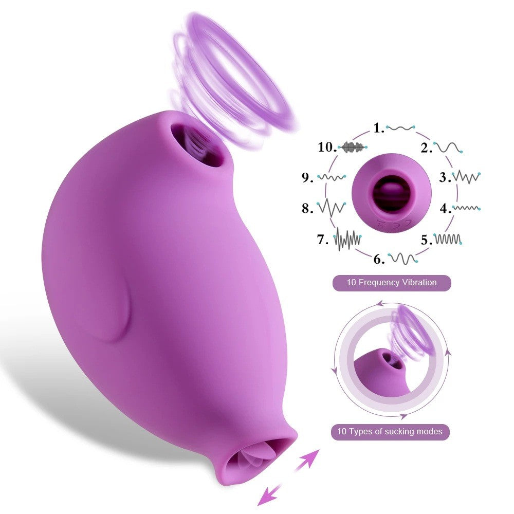 Penguin-Shaped Silicone Adult Stimulator with Vibration & Suction