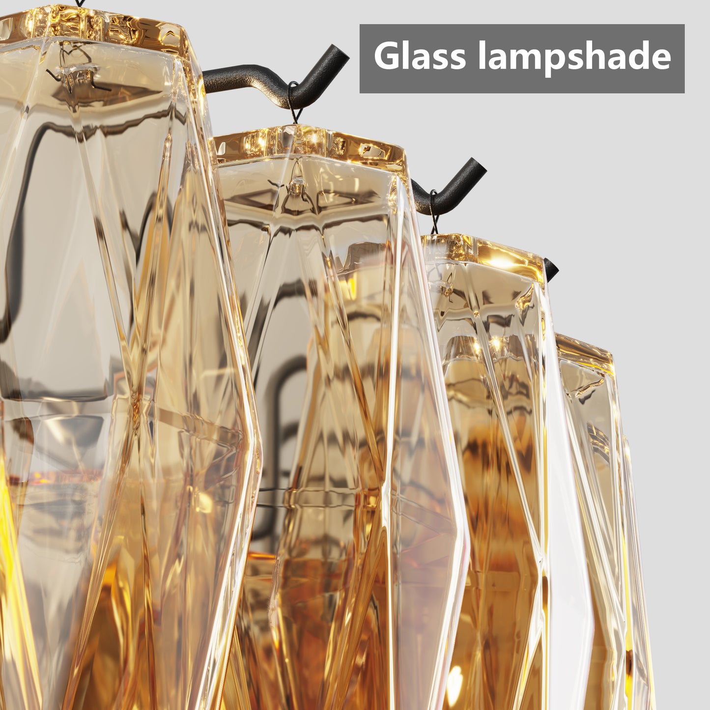 Modern Round Chandelier - 14-Light Smoke Glass Ceiling Light