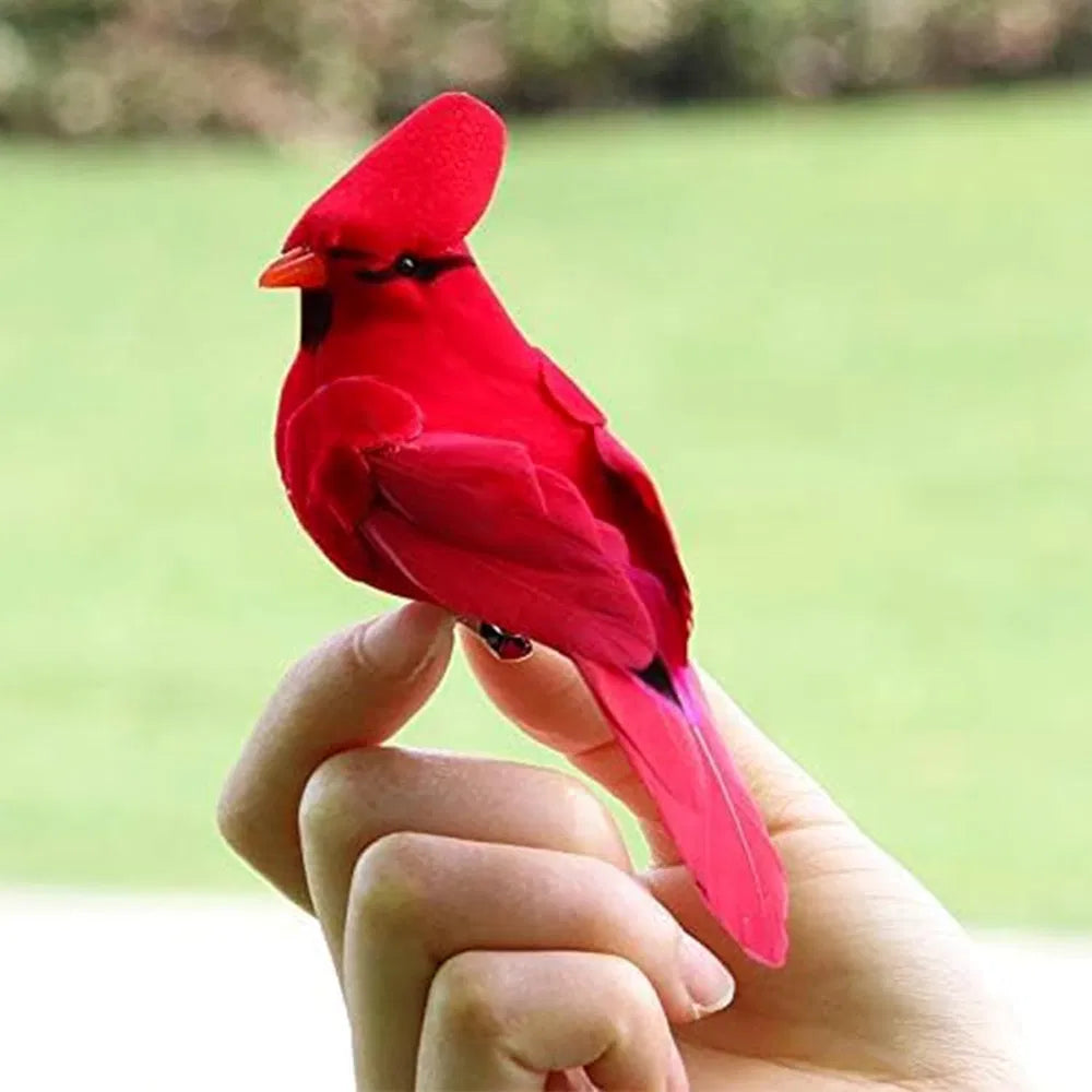 Artificial Red Cardinal Birds - 2pcs Decorative Decor for Wreaths, Floral Arrangements, and Christmas
