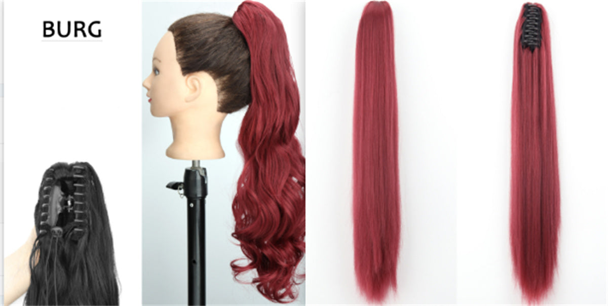 Long Straight Synthetic Wig with Ponytail Claw Clip - Chemical Fiber Hair Extension