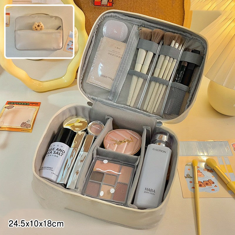 Large Capacity Multi-Function Cosmetic Bag with Multiple Layers for Travel and Storage