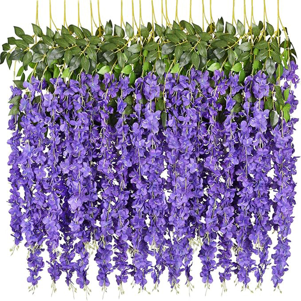12 Pcs 3.61 Ft Artificial Wisteria Flower Vine Garland - Silk