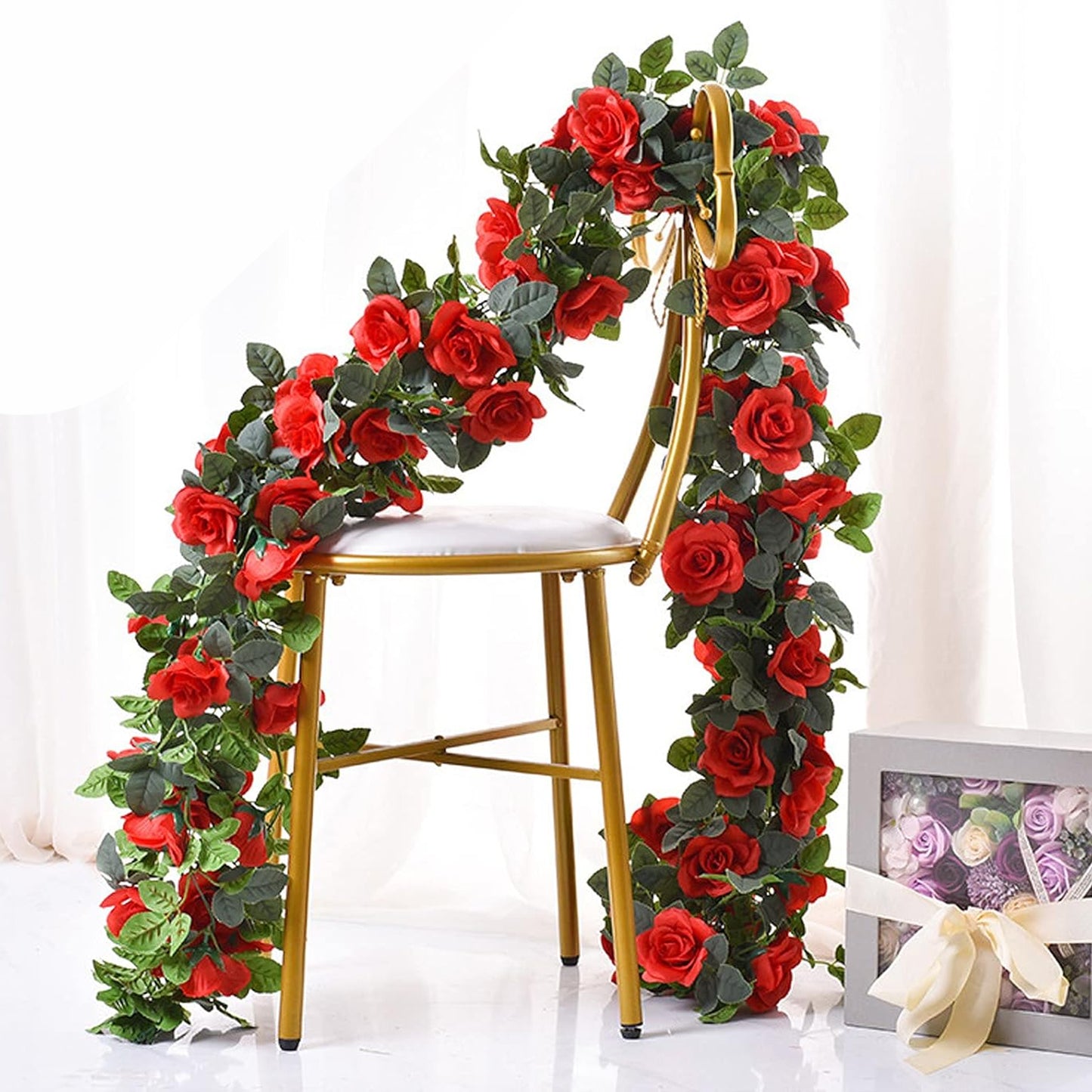 Red Artificial Eucalyptus Garland - 230cm Floral Vine Decoration